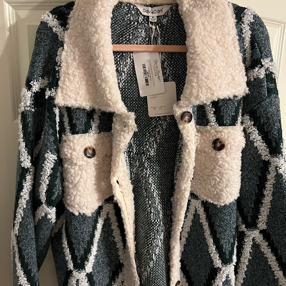 Davi & Dani blue knit winter jacket, size medium